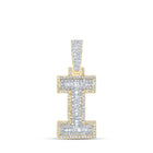10kt Yellow Gold Baguette Diamond Initial Charm Pendant for Men - 1/2 Cttw Top view from the 10Kt Yellow Gold Mens Baguette Diamond I Initial Letter Charm Pendant 1 2 Cttwpin216984 collection by Splendid Jewellery