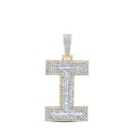 10kt Yellow Gold Baguette Diamond I Initial Charm Pendant - 2-7/8 Cttw Top view from the 10Kt Yellow Gold Mens Baguette Diamond I Initial Letter Charm Pendant 2 7 8 Cttwpin232756 collection by Splendid Jewellery