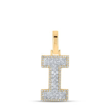 Load image into Gallery viewer, 10kt Yellow Gold Mens Baguette Diamond I Initial Letter Charm Pendant 3/8 Cttw Top view from the 10Kt Yellow Gold Mens Baguette Diamond I Initial Letter Charm Pendant 3 8 Cttwpin218396 collection by Splendid Jewellery