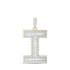10kt Yellow Gold Men's Baguette Diamond I Initial Charm Pendant - 5 Cttw | Splendid Jewellery Top view from the 10Kt Yellow Gold Mens Baguette Diamond I Initial Letter Charm Pendant 5 Cttwpin216689 collection by Splendid Jewellery
