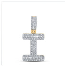 10kt Yellow Gold Men's Baguette Diamond I Initial Letter Pendant - 3/8 Cttw product  Top View from Splendid Jewellery