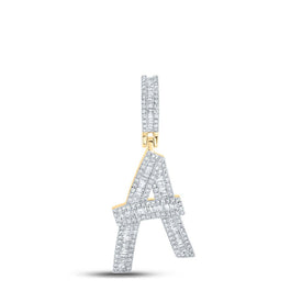 10kt Yellow Gold Men's Baguette Diamond Initial A Letter Charm Pendant - 3/4 Cttw | Splendid Jewellery Top view from the 10Kt Yellow Gold Mens Baguette Diamond Initial A Letter Charm Pendant 3 4 Cttwpin289859 collection by Splendid Jewellery