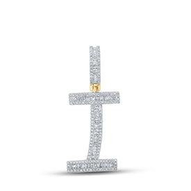 10kt Yellow Gold Men's Baguette Diamond Initial I Letter Charm Pendant - 3/4 Cttw Top view from the 10Kt Yellow Gold Mens Baguette Diamond Initial I Letter Charm Pendant 3 4 Cttwpin289841 collection by Splendid Jewellery