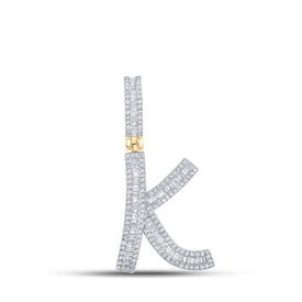 10kt Yellow Gold Men's Baguette Diamond Initial K Letter Charm Pendant - 3/4 Cttw | Splendid Jewellery Top view from the 10Kt Yellow Gold Mens Baguette Diamond Initial K Charm Pendant 3 4 Cttwpin289849 collection by Splendid Jewellery