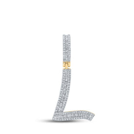 10kt Yellow Gold Baguette Diamond Initial L Letter Pendant - 5/8 Cttw Top view from the 10Kt Yellow Gold Mens Baguette Diamond Initial L Letter Charm Pendant 5 8 Cttwpin289846 collection by Splendid Jewellery