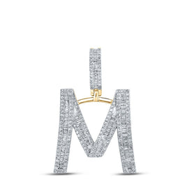 10kt Yellow Gold Men's Baguette Diamond Initial M Letter Charm Pendant - 1 Cttw Top view from the 10Kt Yellow Gold Mens Baguette Diamond Initial M Letter Charm Pendant 1 Cttwpin289880 collection by Splendid Jewellery