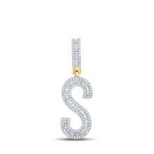 Load image into Gallery viewer, 10kt Yellow Gold Baguette Diamond Initial S Letter Charm Pendant - 3/4 Cttw Top view from the 10Kt Yellow Gold Mens Baguette Diamond Initial S Letter Charm Pendant 3 4 Cttwpin289881 collection by Splendid Jewellery