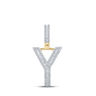 10kt Yellow Gold Men's Baguette Diamond Initial Y Letter Charm Pendant - 5/8 Cttw Top view from the 10Kt Yellow Gold Mens Baguette Diamond Initial Y Letter Charm Pendant 5 8 Cttwpin289817 collection by Splendid Jewellery