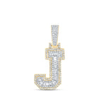 10kt Yellow Gold Men's Baguette Diamond J Initial Charm Pendant - 1/2 Cttw Top view from the 10Kt Yellow Gold Mens Baguette Diamond J Initial Letter Charm Pendant 1 2 Cttwpin216988 collection by Splendid Jewellery