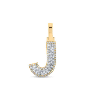 10kt Yellow Gold Mens Baguette Diamond J Initial Letter Charm Pendant 1/3 Cttw Top view from the 10Kt Yellow Gold Mens Baguette Diamond J Initial Letter Charm Pendant 1 3 Cttwpin218360 collection by Splendid Jewellery