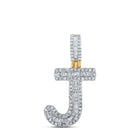 10kt Yellow Gold Baguette Diamond J Initial Pendant for Men - 3/8 Cttw product  Top View from Splendid Jewellery