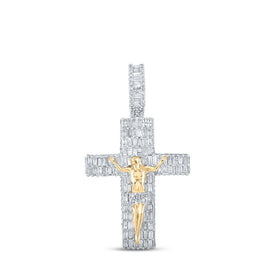 10kt Yellow Gold Men's Baguette Diamond Jesus Cross Charm Pendant - 3-7/8 Cttw | Splendid Jewellery Top view from the 10Kt Yellow Gold Mens Baguette Diamond Jesus Cross Charm Pendant 3 7 8 Cttwpin212760 collection by Splendid Jewellery