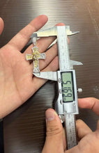 Load image into Gallery viewer, 10k yellow gold cross pendant with diamonds measurement 1