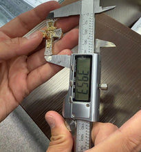 Load image into Gallery viewer, 10k yellow gold cross pendant with diamonds measurement 2