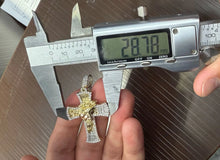 Load image into Gallery viewer, 10k yellow gold cross pendant with diamonds measurement 3