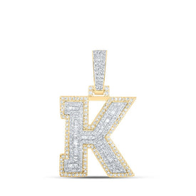 10kt Yellow Gold Baguette Diamond K Initial Pendant - 5/8 Cttw Top view from the 10Kt Yellow Gold Mens Baguette Diamond K Initial Letter Charm Pendant 5 8 Cttwpin216981 collection by Splendid Jewellery