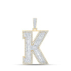 10kt Yellow Gold Men's Baguette Diamond K Initial Letter Charm Pendant - 6 Cttw Top view from the 10Kt Yellow Gold Mens Baguette Diamond K Initial Letter Charm Pendant 6 Cttwpin216610 collection by Splendid Jewellery