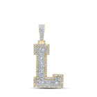 10kt Yellow Gold Men's Baguette Diamond L Initial Charm Pendant - 2-3/8 Cttw Top view from the 10Kt Yellow Gold Mens Baguette Diamond L Initial Letter Charm Pendant 2 3 8 Cttwpin232747 collection by Splendid Jewellery