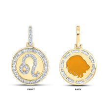 Load image into Gallery viewer, 10kt Yellow Gold Baguette Diamond Leo Sign Pendant - 1/2 Cttw Top view from the 10Kt Yellow Gold Mens Baguette Diamond Leo Sign Charm Pendant 1 2 Cttwpin289115 collection by Splendid Jewellery