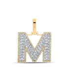 10kt Yellow Gold Men's Baguette Diamond M Initial Letter Charm Pendant - 3/4 Cttw Top view from the 10Kt Yellow Gold Mens Baguette Diamond M Initial Letter Charm Pendant 3 4 Cttwpin218364 collection by Splendid Jewellery