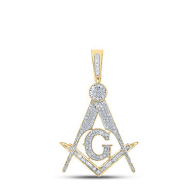 10kt Yellow Gold Baguette and Round Diamond Mason Charm Pendant - 2-1/2 Cttw Top view from the 10Kt Yellow Gold Mens Baguette Diamond Mason Charm Pendant 3 Cttwpin289453 collection by Splendid Jewellery