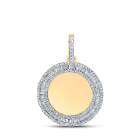 10kt Yellow Gold Baguette and Round Diamond Circle Pendant for Men - 1-1/2 Cttw Top view from the 10Kt Yellow Gold Mens Baguette Diamond Mirror Memory Circle Charm Pendant 1 3 4 Cttwpin289482 collection by Splendid Jewellery