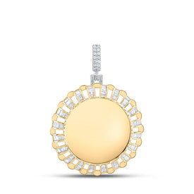 10kt Yellow Gold Baguette and Round Diamond Circle Charm Pendant - 1 Cttw Top view from the 10Kt Yellow Gold Mens Baguette Diamond Memory Circle Charm Pendant 1 Cttwpin212918 collection by Splendid Jewellery