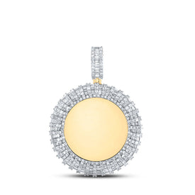 10kt Yellow Gold Baguette and Round Diamond Memory Circle Charm Pendant - 3 Cttw Top view from the 10Kt Yellow Gold Mens Baguette Diamond Memory Circle Charm Pendant 3 Cttwpin212557 collection by Splendid Jewellery