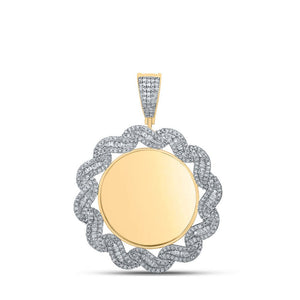 Men's Diamond Charm Pendant | 10kt Yellow Gold Mens Baguette Diamond Mirror Memory Charm Pendant 1-5/8 Cttw | Splendid Jewellery GND