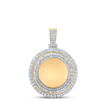 Load image into Gallery viewer, 10kt Yellow Gold Baguette and Round Diamond Circle Charm Pendant - 2-1/2 Carat Total Weight Top view from the 10Kt Yellow Gold Mens Baguette Diamond Mirror Memory Circle Charm Pendant 2 1 2 Cttwpin289487 collection by Splendid Jewellery