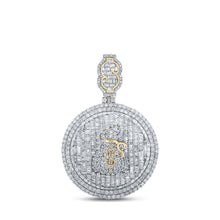 Load image into Gallery viewer, 10kt Yellow Gold Baguette and Round Diamond Money Bag Circle Pendant - 5 Ct.t.w. Top view from the 10Kt Yellow Gold Mens Baguette Diamond Money Bag Circle Charm Pendant 5 Cttwpin286621 collection by Splendid Jewellery