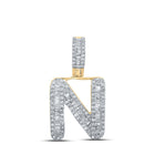 10kt Yellow Gold Men's Baguette Diamond N Initial Pendant - 1/2 Cttw product  Top View from Splendid Jewellery