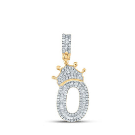 10kt Yellow Gold Baguette Diamond Number 0 Crown Charm Pendant for Men - 3/4 Cttw Top view from the 10Kt Yellow Gold Mens Baguette Diamond Number 0 Crown Charm Pendant 3 4 Cttwpin288010 collection by Splendid Jewellery