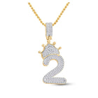 10kt Yellow Gold Baguette and Round Diamond Crown Charm Pendant for Men - 3/4 Cttw Top view from the 10Kt Yellow Gold Mens Baguette Diamond Number 2 Crown Charm Pendant 3 4 Cttwpin288017 collection by Splendid Jewellery