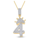 10kt Yellow Gold Baguette and Round Diamond Number 4 Crown Charm Pendant for Men - 3/4 Cttw Top view from the 10Kt Yellow Gold Mens Baguette Diamond Number 4 Crown Charm Pendant 3 4 Cttwpin288014 collection by Splendid Jewellery