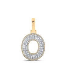 Load image into Gallery viewer, 10kt Yellow Gold Mens Baguette Diamond O Initial Letter Charm Pendant 1/2 Cttw Top view from the 10Kt Yellow Gold Mens Baguette Diamond O Initial Letter Charm Pendant 1 2 Cttwpin218361 collection by Splendid Jewellery