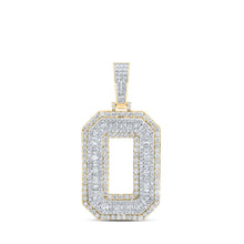 Load image into Gallery viewer, 10kt Yellow Gold Men&#39;s Baguette Diamond O Initial Charm Pendant - 3-1/5 Cttw Top view from the 10Kt Yellow Gold Mens Baguette Diamond O Initial Letter Charm Pendant 3 1 5 Cttwpin232741 collection by Splendid Jewellery