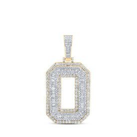 10kt Yellow Gold Men's Baguette Diamond O Initial Charm Pendant - 3-1/5 Cttw Top view from the 10Kt Yellow Gold Mens Baguette Diamond O Initial Letter Charm Pendant 3 1 5 Cttwpin232741 collection by Splendid Jewellery