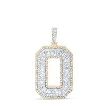 Load image into Gallery viewer, 10kt Yellow Gold Baguette Diamond O Initial Charm Pendant - 6-1/5 Cttw Top view from the 10Kt Yellow Gold Mens Baguette Diamond O Initial Letter Charm Pendant 6 1 5 Cttwpin216614 collection by Splendid Jewellery
