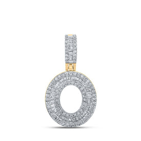 10kt Yellow Gold Men's Baguette Diamond O Initial Letter Pendant - 1/2 Cttw | Splendid Jewellery product  Top View from Splendid Jewellery