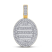 Load image into Gallery viewer, 10kt Yellow Gold Baguette and Round Diamond Charm Pendant - 3/4 Cttw Top view from the 10Kt Yellow Gold Mens Baguette Diamond Oval Charm Pendant 3 4 Cttwpin246806 collection by Splendid Jewellery