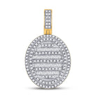 10kt Yellow Gold Baguette and Round Diamond Charm Pendant - 3/4 Cttw Top view from the 10Kt Yellow Gold Mens Baguette Diamond Oval Charm Pendant 3 4 Cttwpin246806 collection by Splendid Jewellery