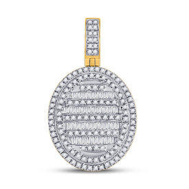 10kt Yellow Gold Baguette and Round Diamond Charm Pendant - 3/4 Cttw Top view from the 10Kt Yellow Gold Mens Baguette Diamond Oval Charm Pendant 3 4 Cttwpin246806 collection by Splendid Jewellery