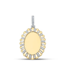Load image into Gallery viewer, 10kt Yellow Gold Baguette and Round Diamond Charm Pendant for Men - 1 Cttw Top view from the 10Kt Yellow Gold Mens Baguette Diamond Oval Memory Charm Pendant 1 Cttwpin212912 collection by Splendid Jewellery