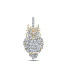 Load image into Gallery viewer, 10kt Yellow Gold Men&#39;s Baguette Diamond Owl Bird Charm Pendant - 3-7/8 Cttw Top view from the 10Kt Yellow Gold Mens Baguette Diamond Owl Bird Charm Pendant 3 7 8 Cttwpin215971 collection by Splendid Jewellery