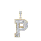 10kt Yellow Gold Baguette and Round Diamond Initial Pendant - 2-5/8 Cttw Top view from the 10Kt Yellow Gold Mens Baguette Diamond P Initial Letter Charm Pendant 2 5 8 Cttwpin232743 collection by Splendid Jewellery
