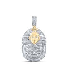 Load image into Gallery viewer, 10kt Yellow Gold Mens Baguette Diamond Pharaoh Charm Pendant 2-1/4 Cttw Top view from the 10Kt Yellow Gold Mens Baguette Diamond Pharaoh Charm Pendant 2 1 4 Cttwpin217570 collection by Splendid Jewellery