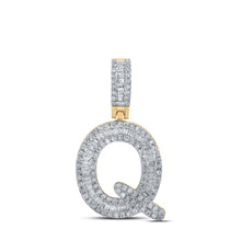 Load image into Gallery viewer, 10kt Yellow Gold Baguette Diamond Q Initial Pendant for Men | 1/2 Ct.t.w. | Splendid Jewellery product  Top View from Splendid Jewellery