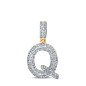 10kt Yellow Gold Baguette Diamond Q Initial Pendant for Men | 1/2 Ct.t.w. | Splendid Jewellery product  Top View from Splendid Jewellery