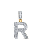 10kt Yellow Gold Men's Baguette Diamond R Initial Letter Pendant - 1/2 Cttw - Splendid Jewellery product  Top View from Splendid Jewellery